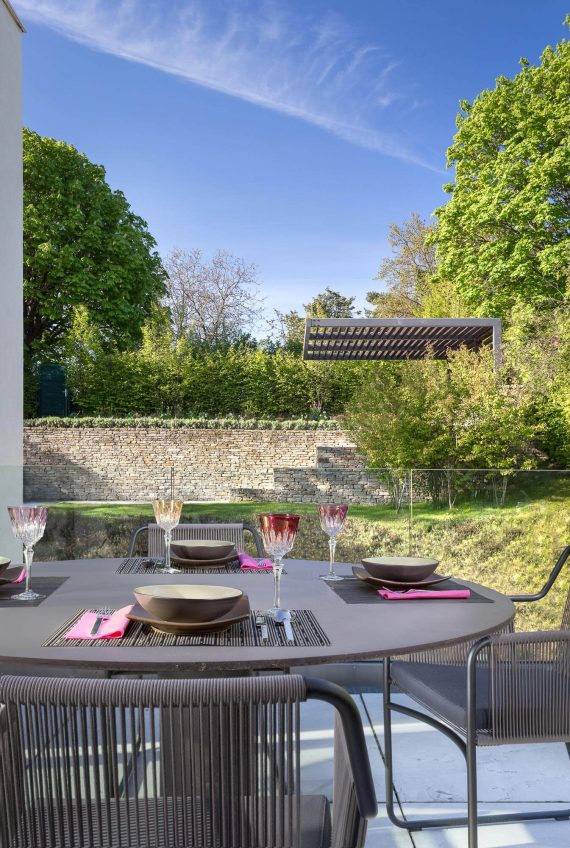 Interior design photo of staging outdoor dining area
